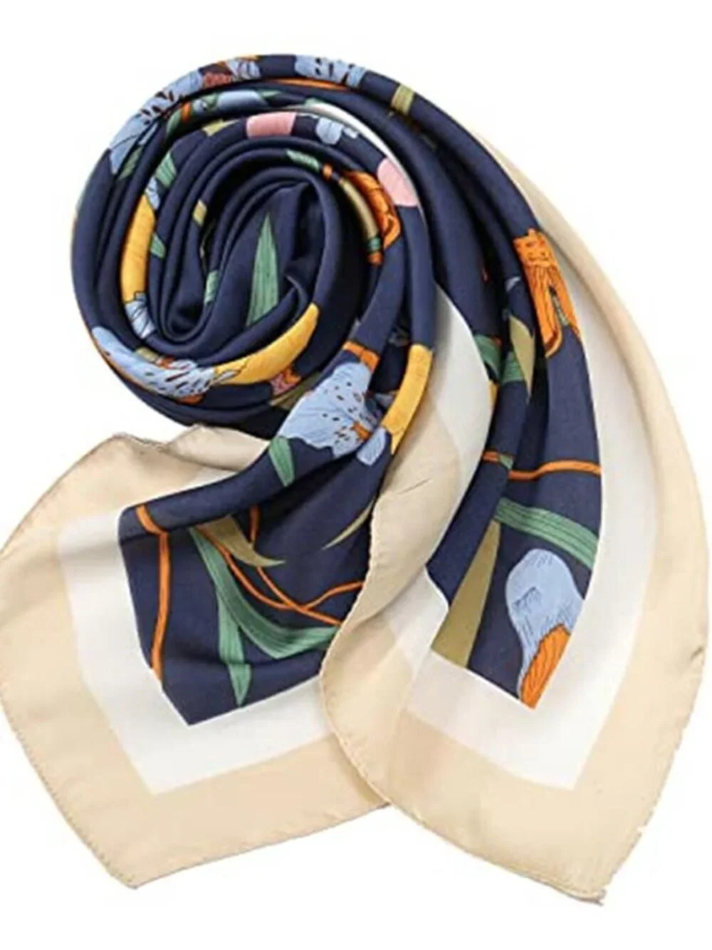 Women Head Hair Scarf Like Satin Silk Blue Scarf Sleeping Hair Wrapping